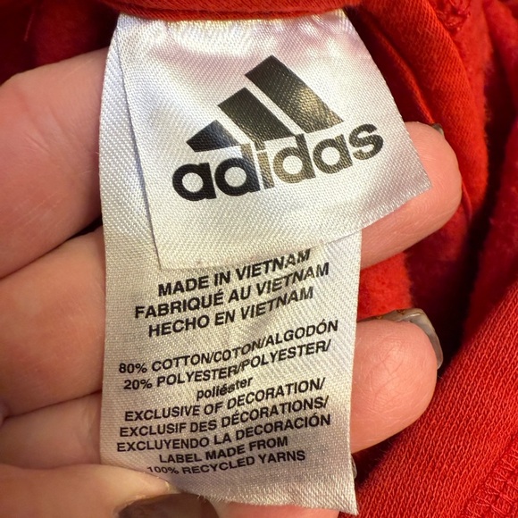 Adidas Boys Sz L 14/16 Red and Black Hoodie Sweatshirt - Picture 9 of 10